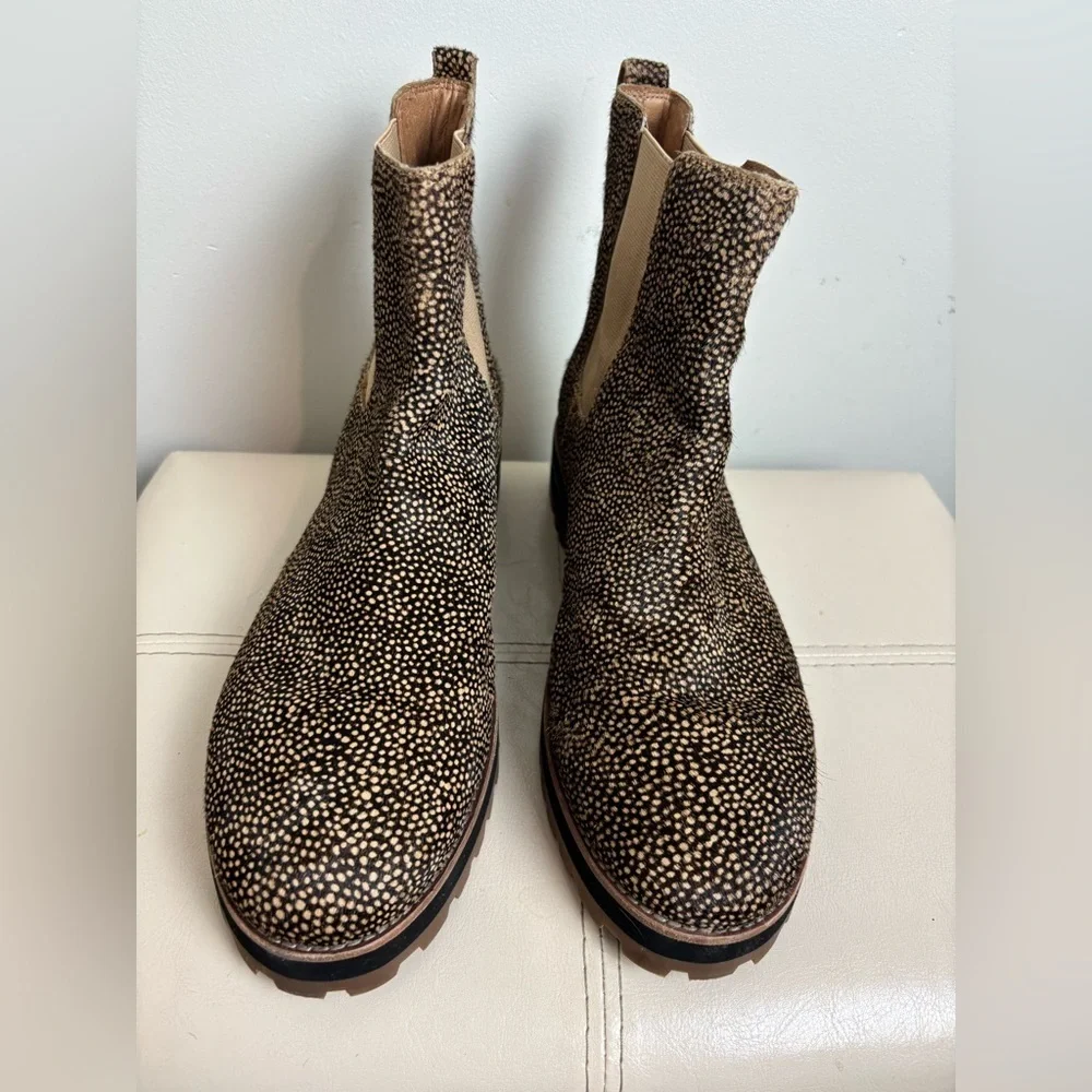 Madewell The Ivy Chelsea Boots In Mini Dot Calf Hair Print Size 10